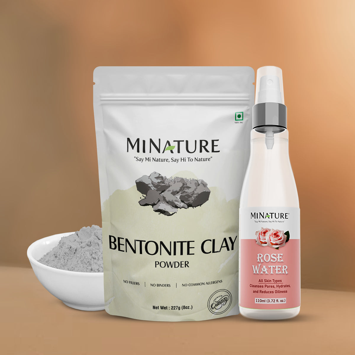 Bentonite Clay Powder (Multani Mitti) & Rose Water Combo