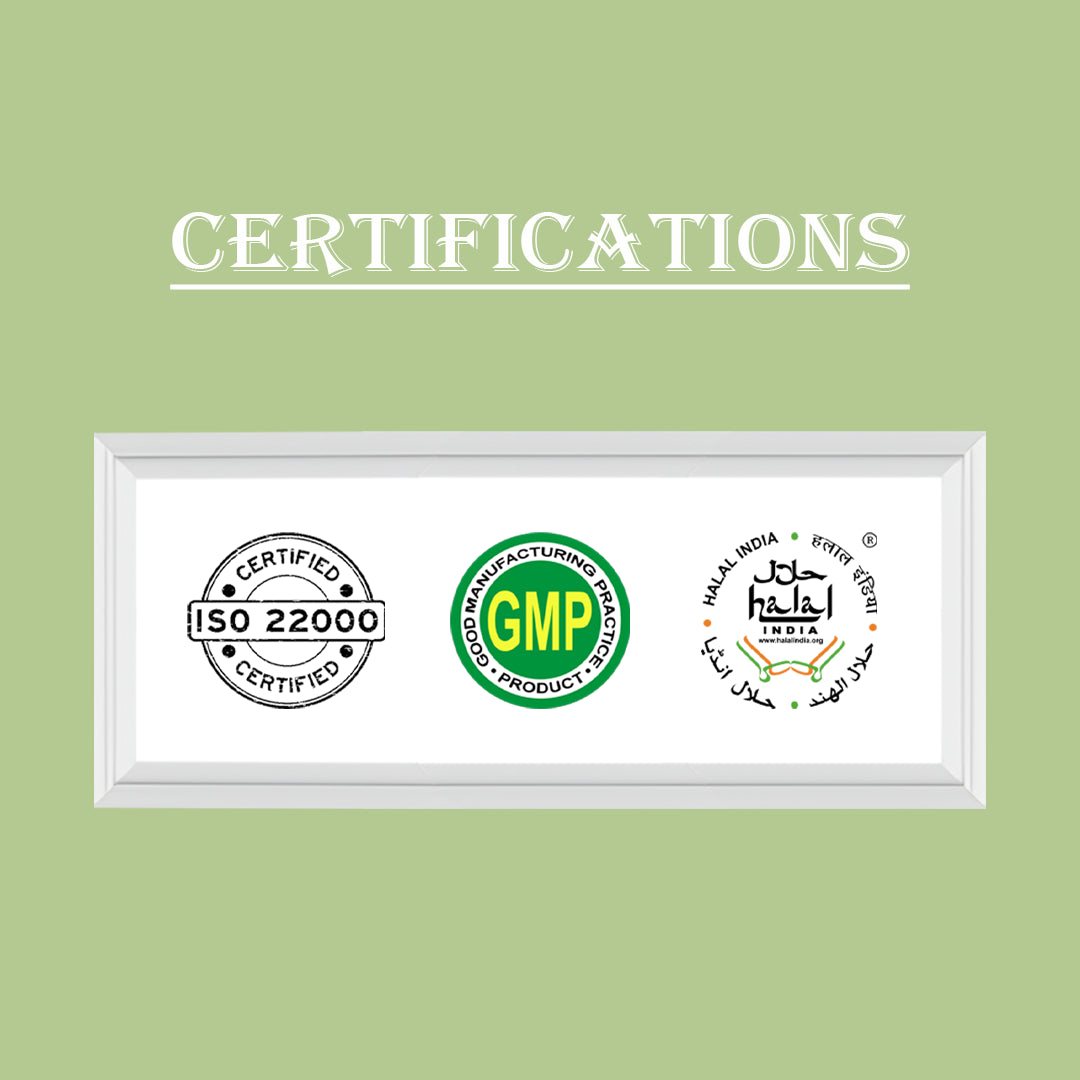 Certification seals for Aloe Vera Gel, ensuring quality and safety.