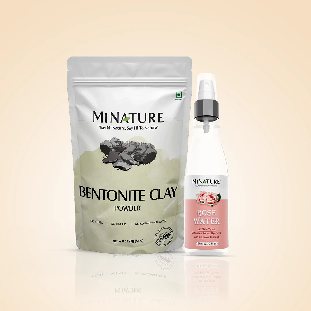 Bentonite Clay Powder (Multani Mitti) & Rose Water Combo