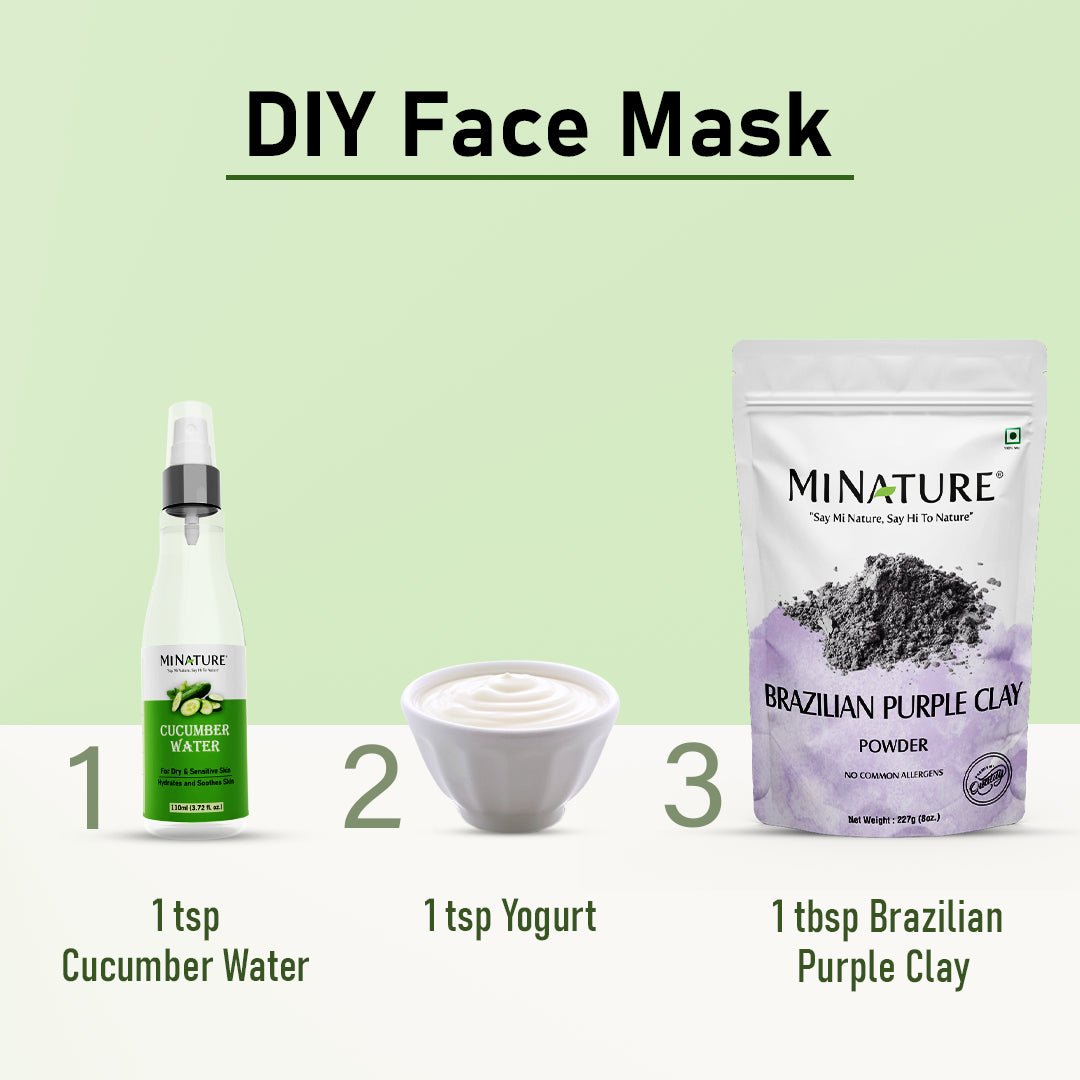 DIY face mask featuring cucumber water, yogurt, and Brazilian Purple Clay.