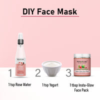 DIY face mask made with rose water, yogurt, and Insta-Glow Face Pack for radiant skin.