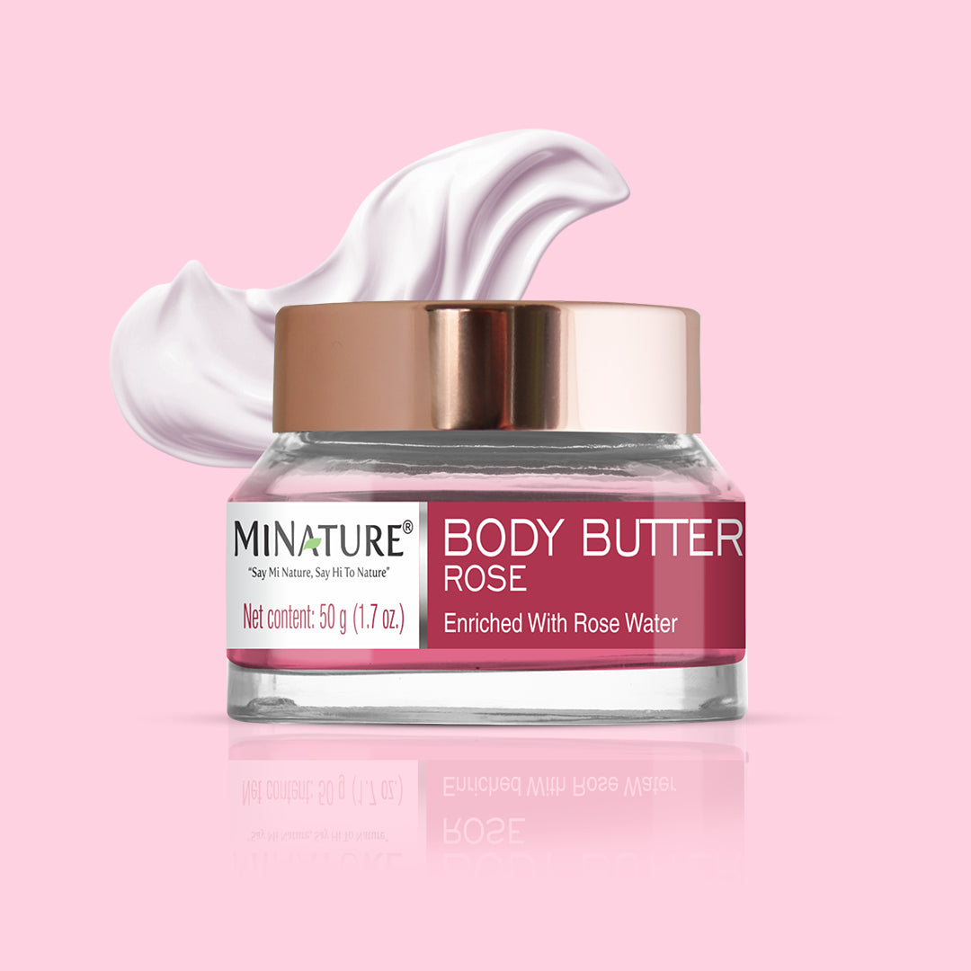 Rose Body Butter for dry skin by MINATURE , 50g, natural hydration.