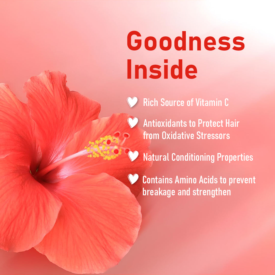 Hibiscus powder enriched with vitamin C, antioxidants, and amino acids for vibrant skin and resilient hair.