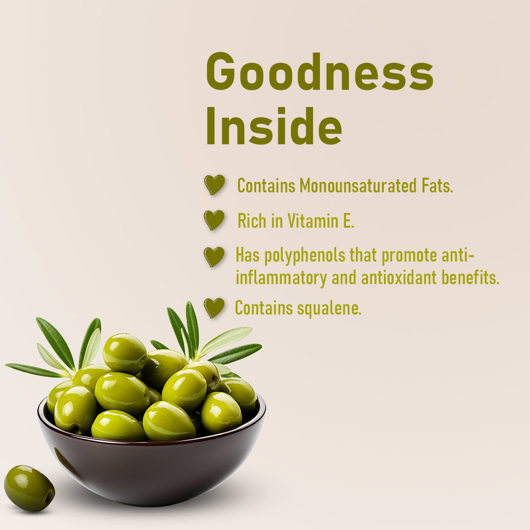 Benefits of olive oil include powerful antioxidants and essential fats for nourished skin and strong hair.