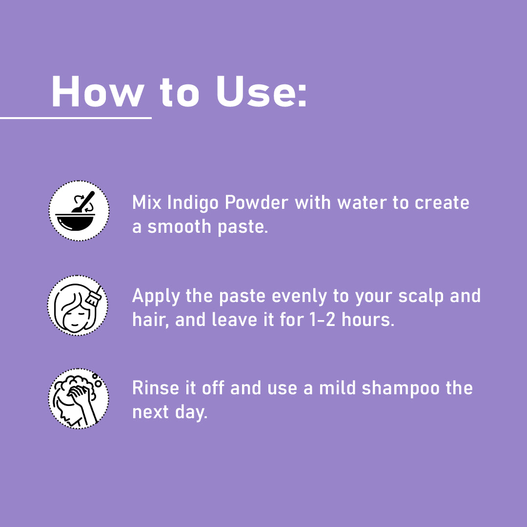 Easy steps to use indigo powder for hair color and healthy scalp.