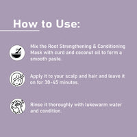 Instructions for MINATURE Hair Mask: a natural way to strengthen roots and condition at home.