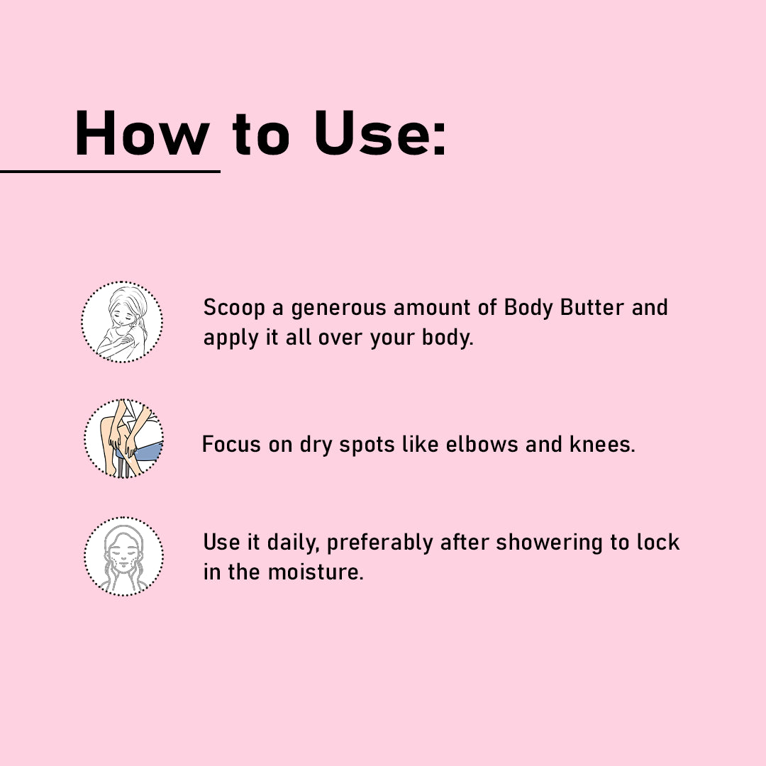 Uses of Rose Body Butter for dry skin.