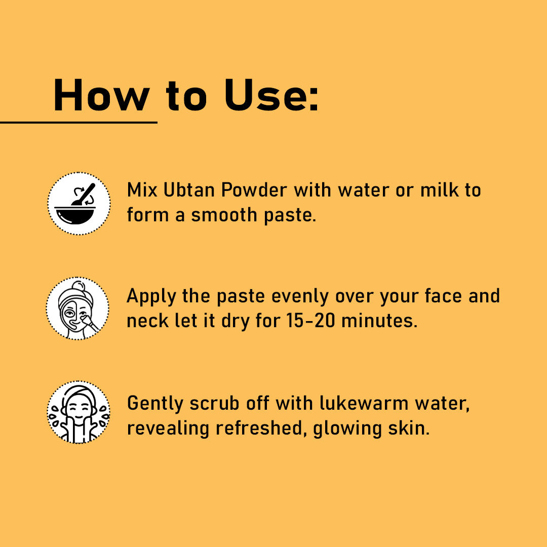 Ubtan powder application to cleanse, brighten, and hydrate skin.