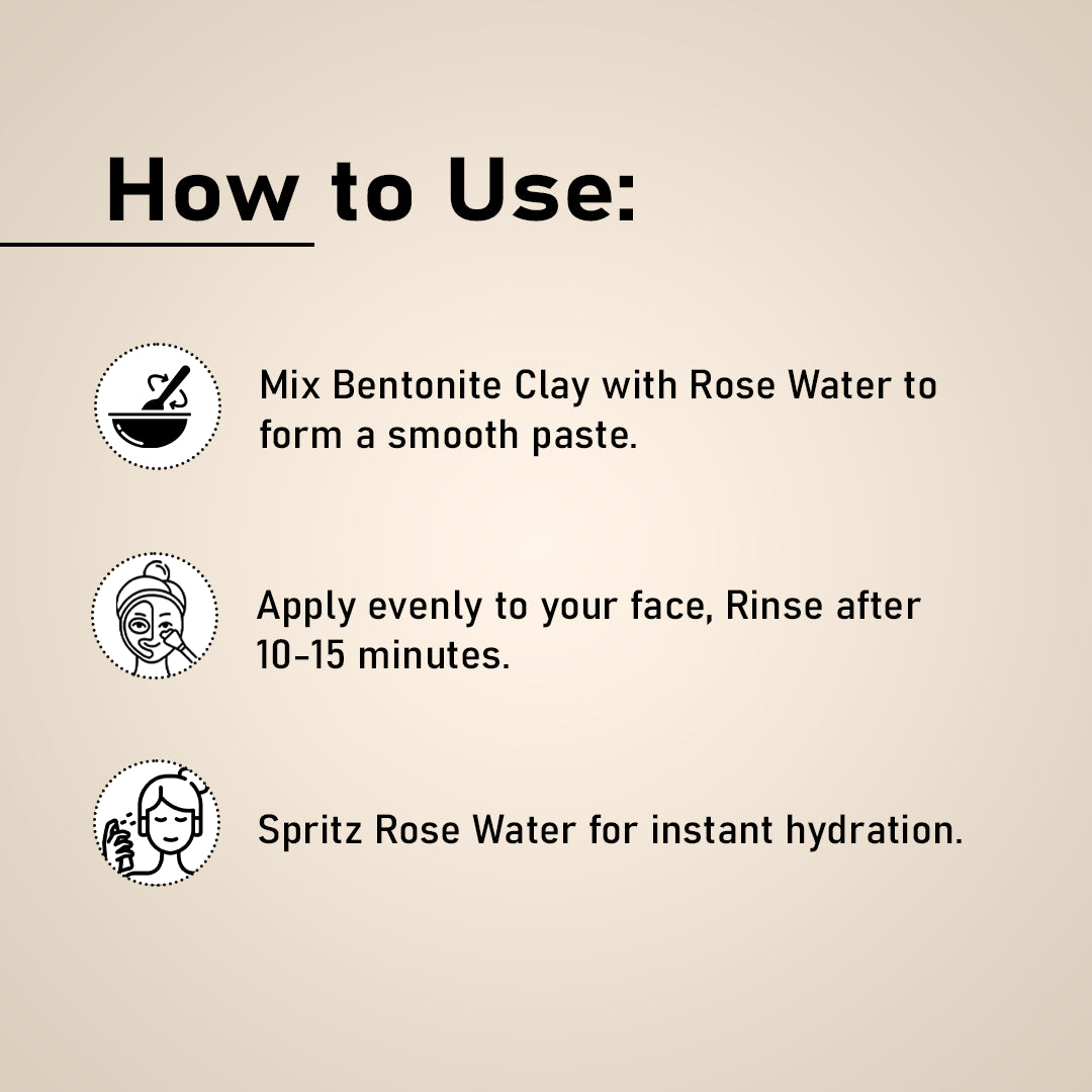 Bentonite Clay Powder (Multani Mitti) & Rose Water Combo