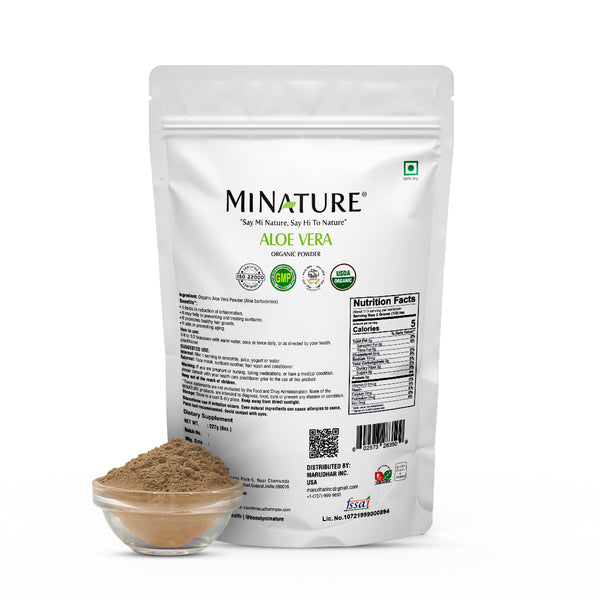 MINATURE Aloe Vera Powder, rich in vitamins and minerals, ideal for hydrating skin and nourishing hair.