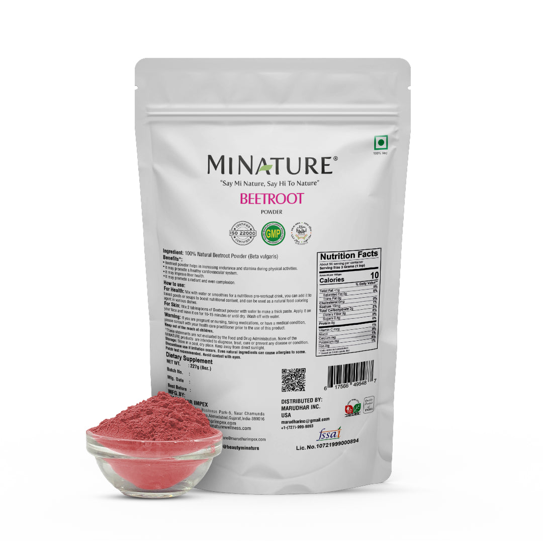 MINATURE Beetroot Powder for natural skincare benefits and a radiant complexion.