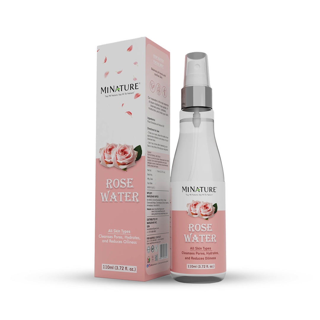 MINATURE Rose Water Skin Toner 110ml for All Skin Types, ideal for skin toning.