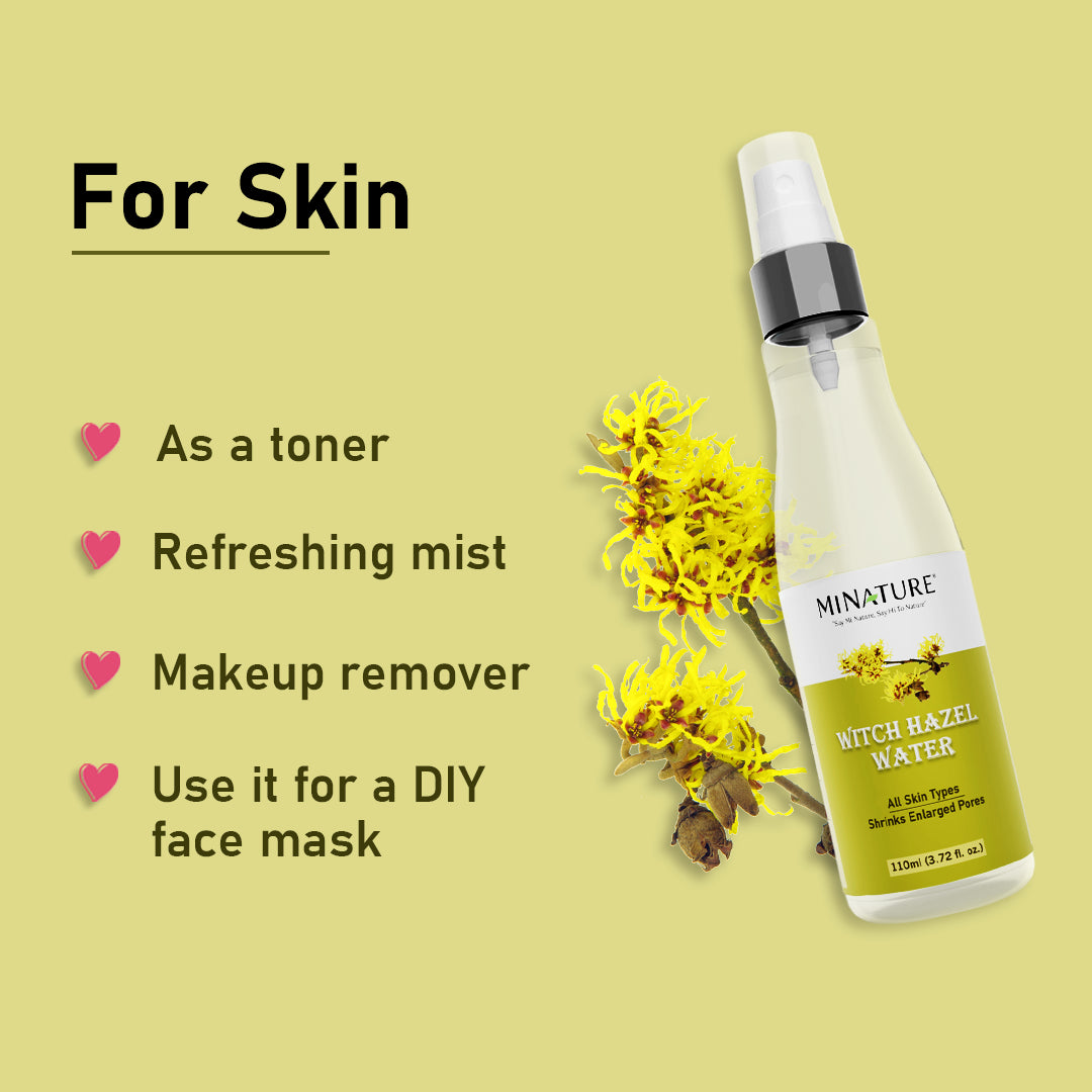 Witch hazel water used as a toner, refreshing mist, or in a DIY face mask.